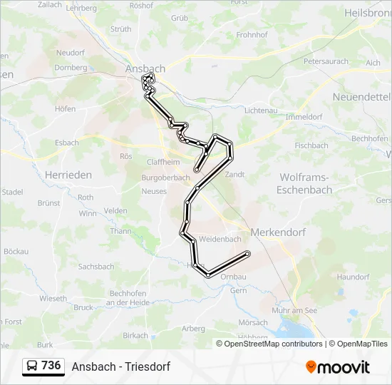 Автобус 736: карта маршрута