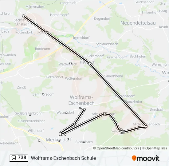 738 Bus Line Map