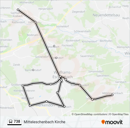 738 Bus Line Map