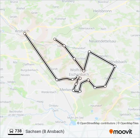 738 Bus Line Map