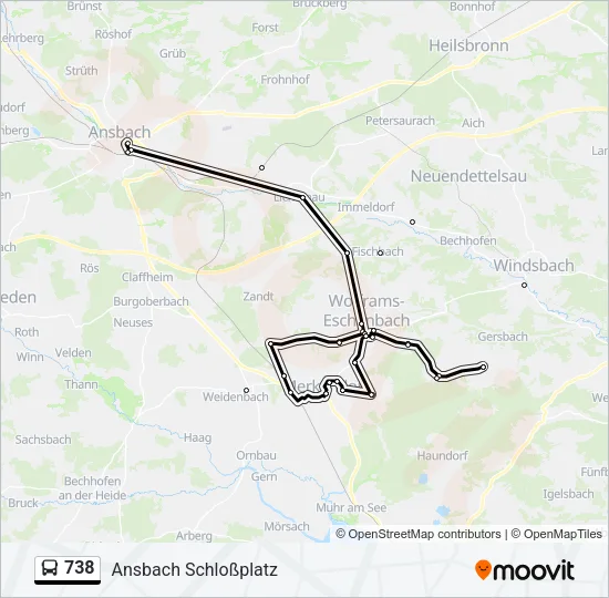 738 Bus Line Map