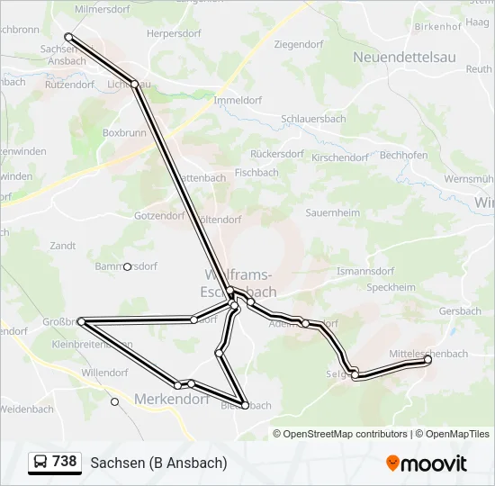 738 Bus Line Map