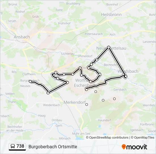 738 Bus Line Map