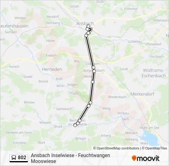 Автобус 802: карта маршрута