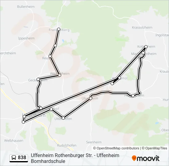 838 Bus Line Map