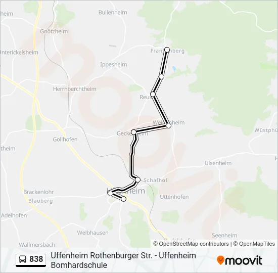838 Bus Line Map