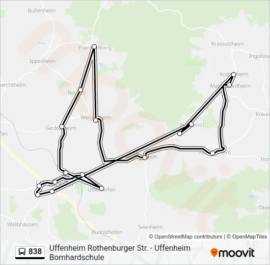 838 Bus Line Map