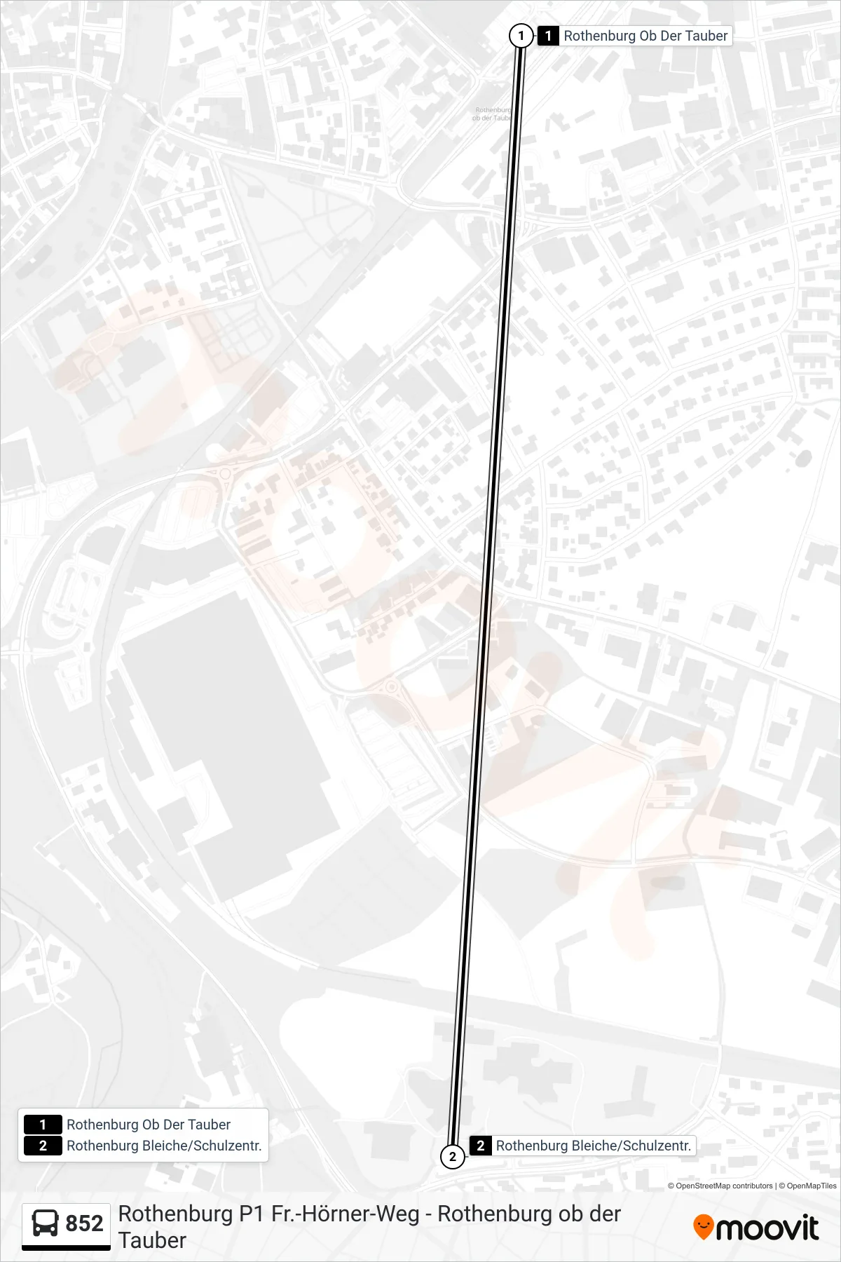 852 bus Line (Rothenburg Bleiche/Schulzentr.) route and stops on a map
