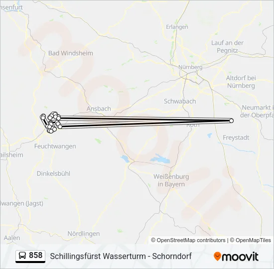 858 Bus Line Map