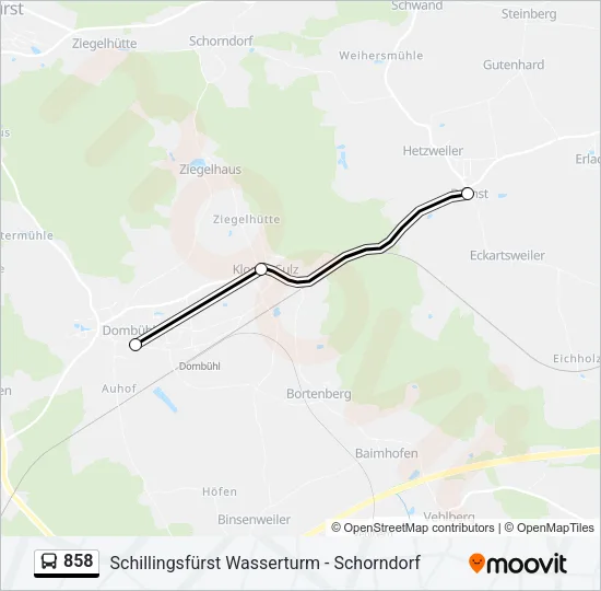 858 Bus Line Map