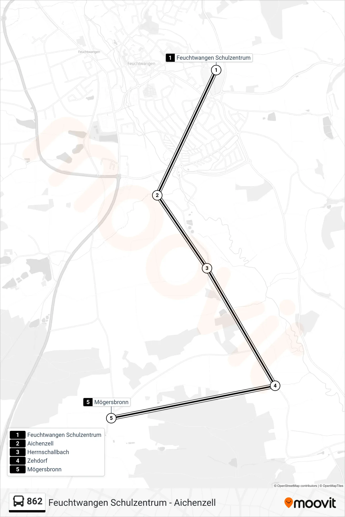 862 bus Line (Mögersbronn) route and stops on a map