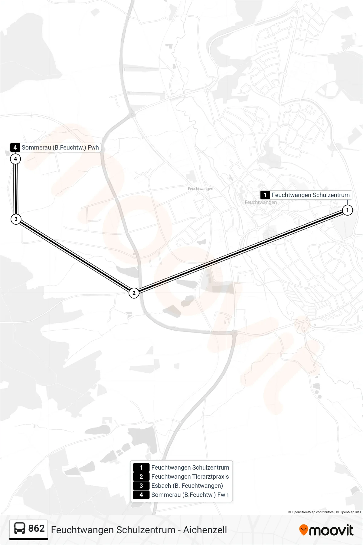 862 bus Line (Sommerau (B.Feuchtw.) Fwh) route and stops on a map