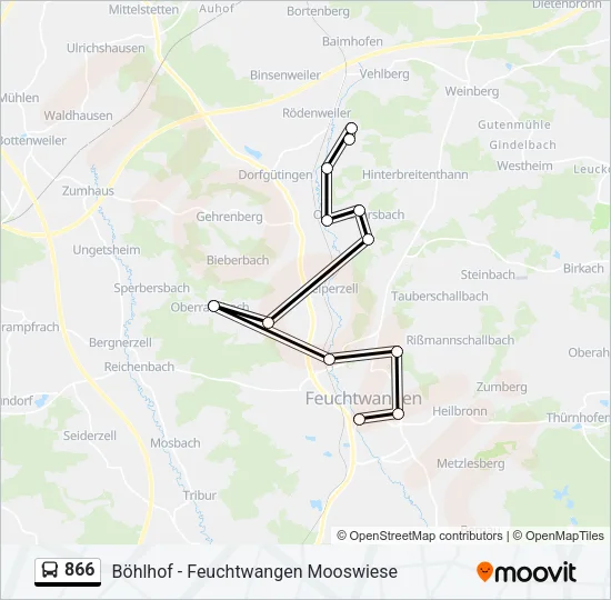 866 Bus Line Map