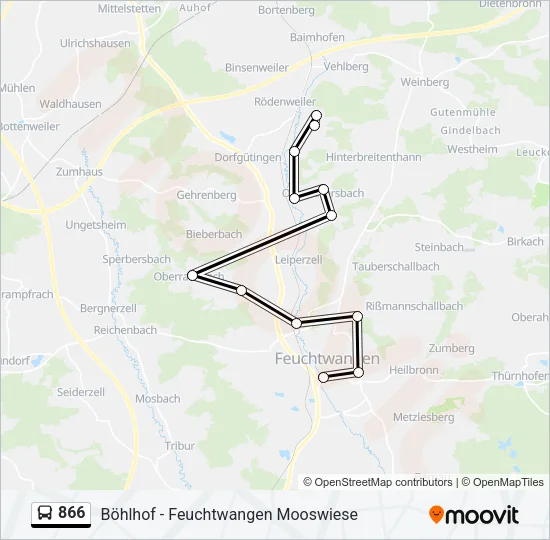 866 Bus Line Map