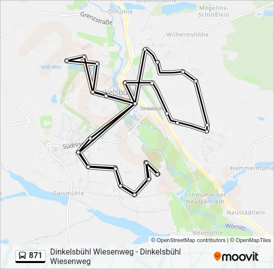 871 Bus Line Map