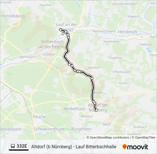 332E Bus Line Map