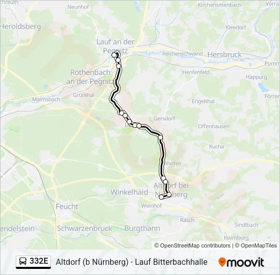 332E Bus Line Map