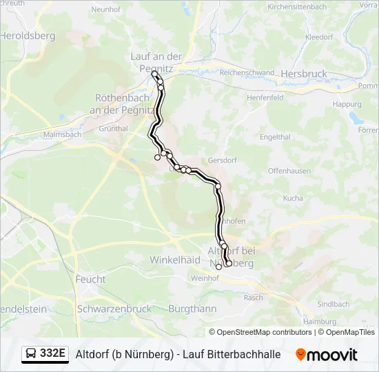 332E Bus Line Map