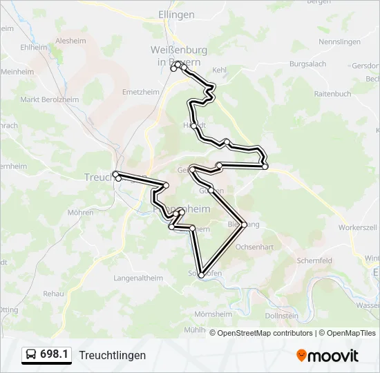 698.1 Bus Line Map