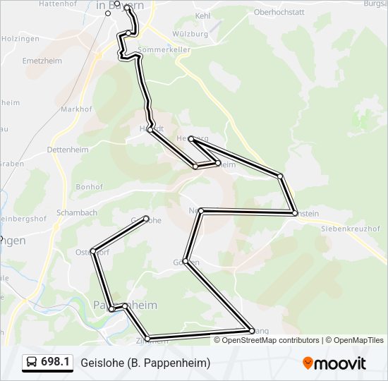 Автобус 698.1: карта маршрута