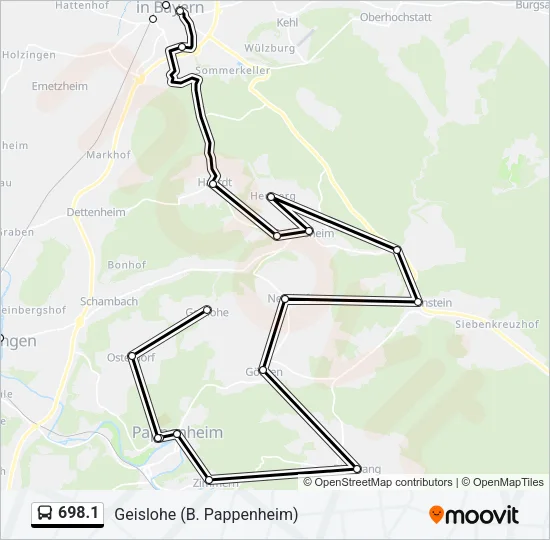 Buslinie 698.1 Karte