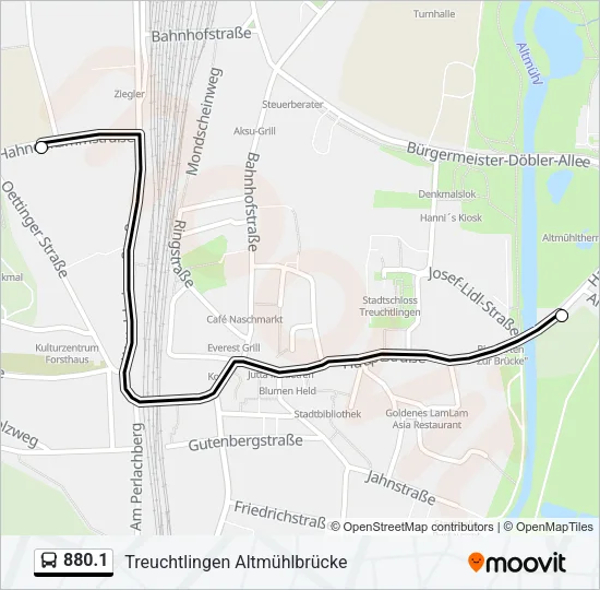 Автобус 880.1: карта маршрута