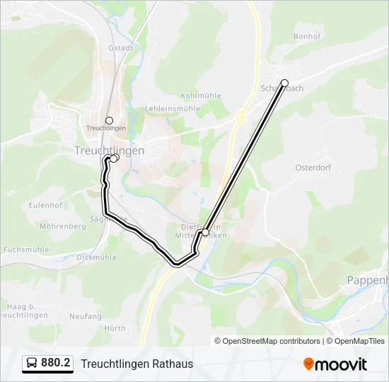 Автобус 880.2: карта маршрута