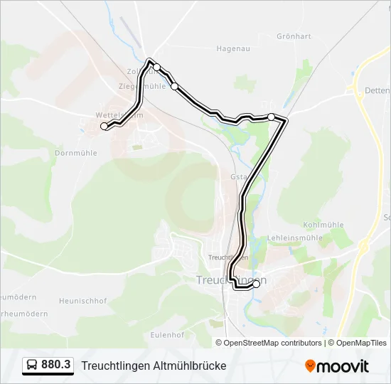 Автобус 880.3: карта маршрута