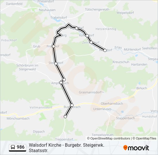 Автобус 986: карта маршрута