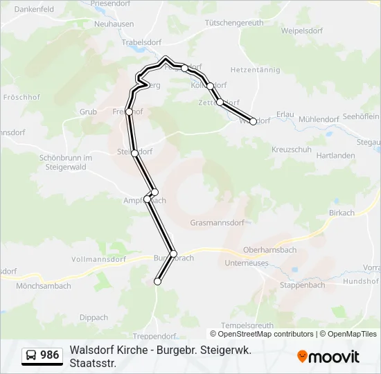 986 Bus Line Map