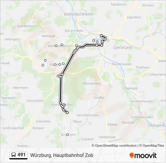 Автобус 491: карта маршрута