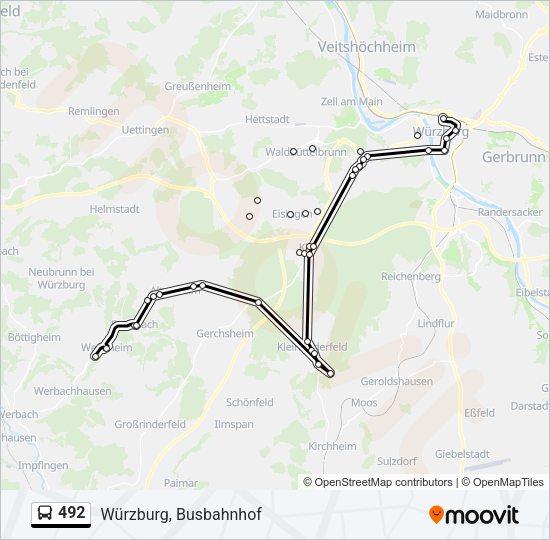 Bus 492: карта маршрута