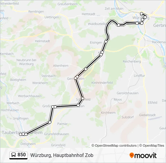 Автобус 850: карта маршрута