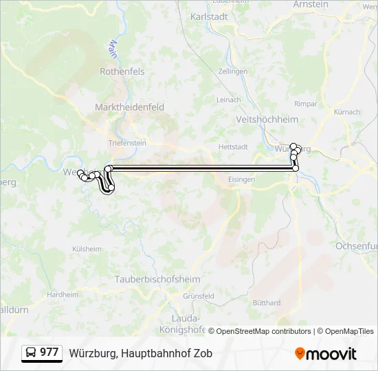 Автобус 977: карта маршрута