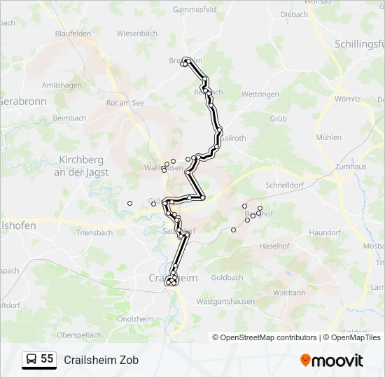 55 Bus Line Map