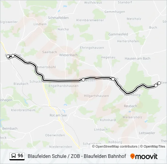 96 Bus Line Map