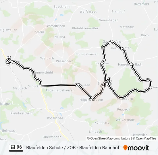 96 Bus Line Map