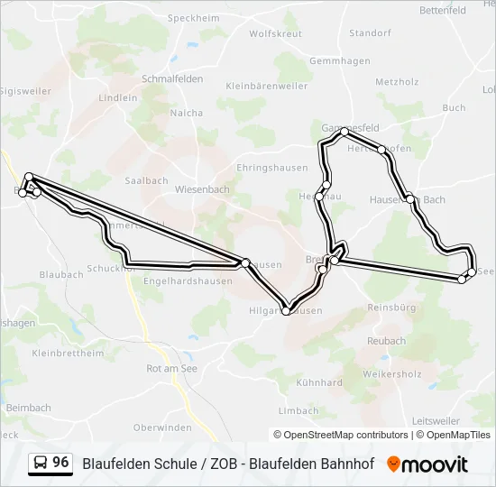 96 Bus Line Map