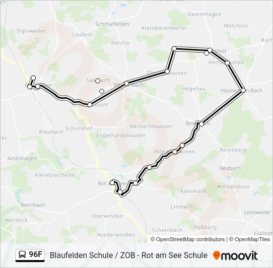96F Bus Line Map