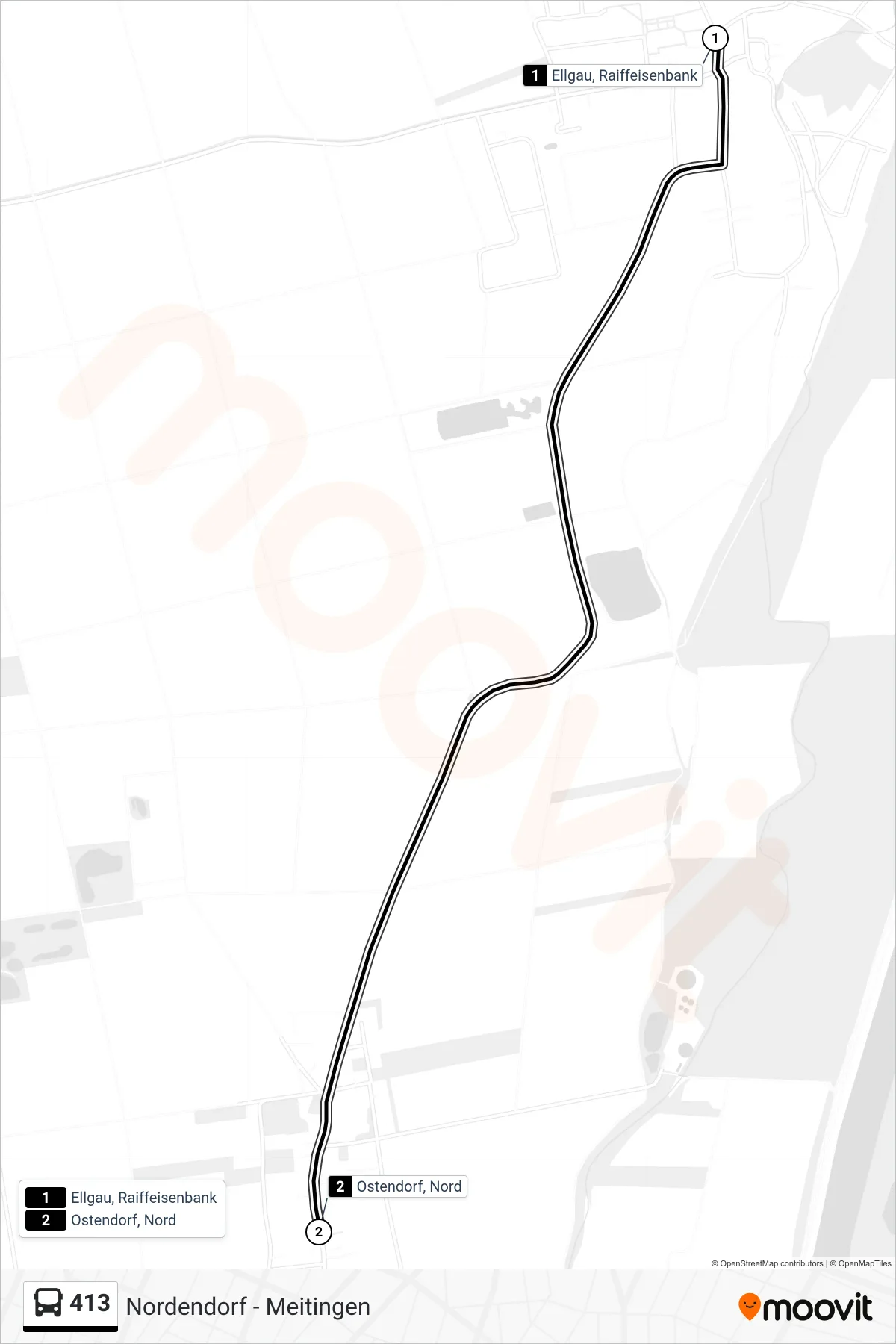 Linie 413 (Bus) Richtung Ostendorf, Nord: Route und Haltestellen auf der Karte