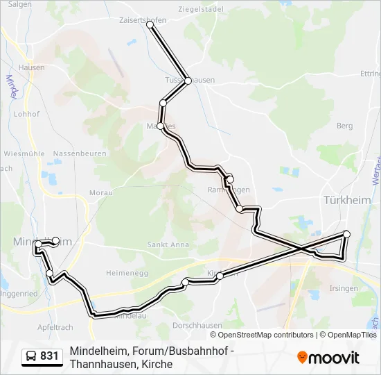 Автобус 831: карта маршрута