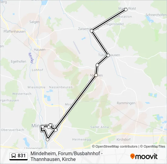 Автобус 831: карта маршрута