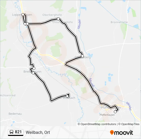 Автобус 821: карта маршрута
