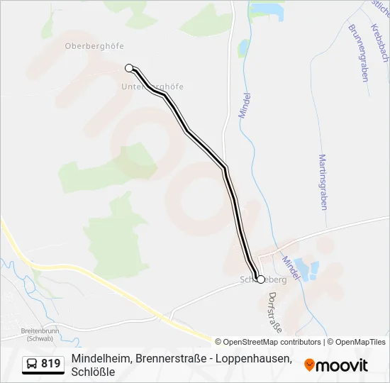 Автобус 819: карта маршрута