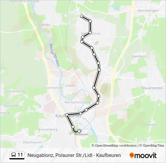 Автобус 11: карта маршрута