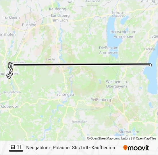 Автобус 11: карта маршрута