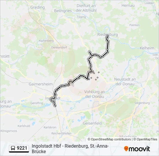 Автобус 9221: карта маршрута