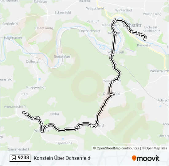 Автобус 9238: карта маршрута