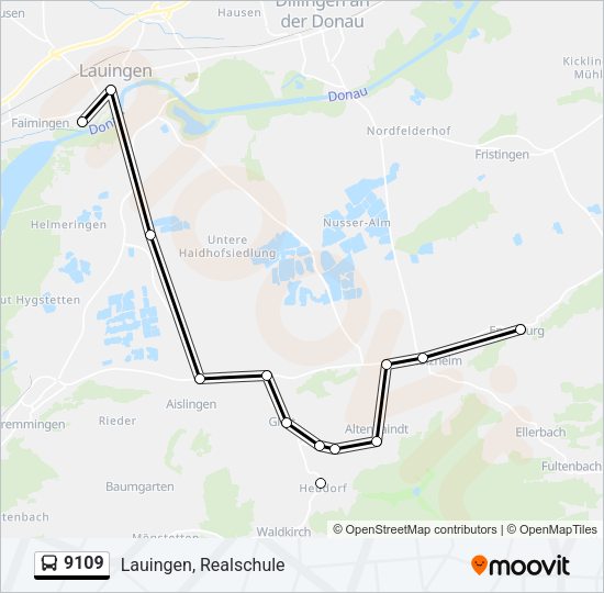 Buslinie 9109 Karte