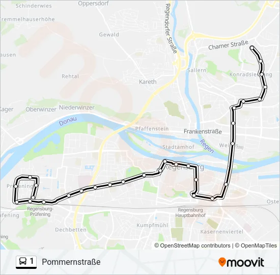 Автобус 1: карта маршрута